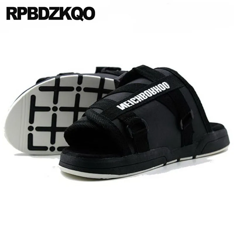

summer casual sandals size 45 designer big plus mens mesh shoes flat black large open toe beach slippers slides 2019 fashion