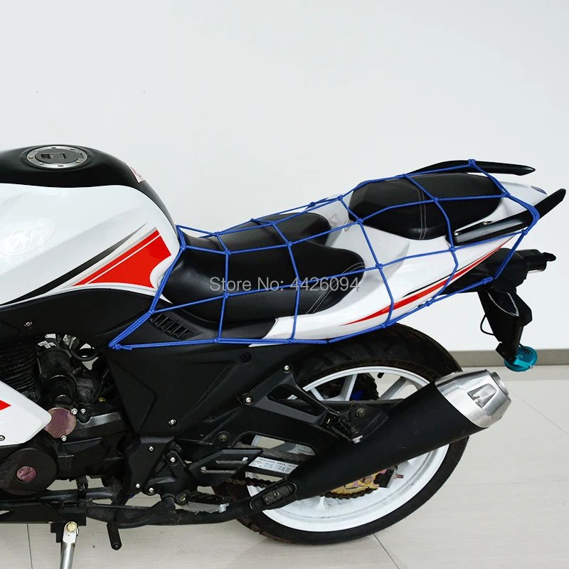 Motorcycle Helmet Net Bag 40X40CM Rear Trunk Mesh Elastic Rope Web Mesh Bags With Hooks Rear Seat Elastic Rope