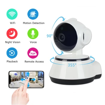 

Mini Wireless Surveillance HD 720P WiFi IP Ccamera Indoor Memory Card Slot CCTV Camera V380 Home Security IP Camera Wi-Fi
