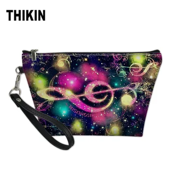 

THIKIN Fashion Women Make Up Bags Galaxy Rock Music Note Printing Cosmetic Case Organizer Travel Professional Small Makeup Box