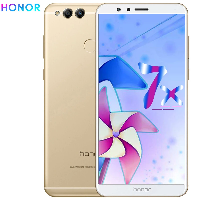 Мобильный телефон HONOR 7X4 Гб 64 Гб с глобальной прошивкой, 5,93 дюймов, Kirin 659, четыре ядра, Android 8,0, отпечаток пальца, 2160x1080, распознавание лица