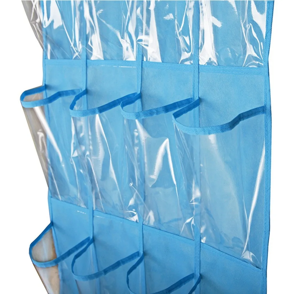 

1PCS Household 3 Clasp 24 Grid Shoes Storage Bag PVC Transparent Hanging Bag Waterproof
