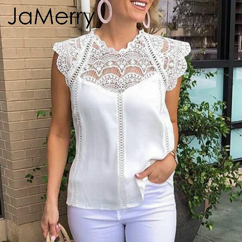 Женский винтажный топ с вышивкой JaMerry элегантный шифоновый на бретельках без