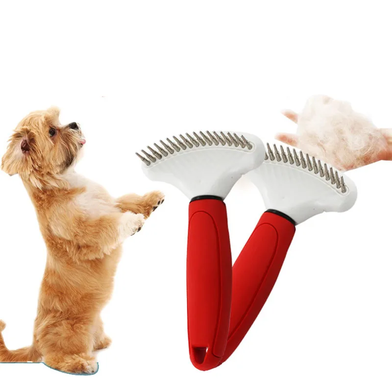 

Dog Rake Deshedding Dematting Brush Comb Undercoat Rake with Rotating Pins Pet Fur Knot Cutter Remove Rake for Dogs Cats Rabbits
