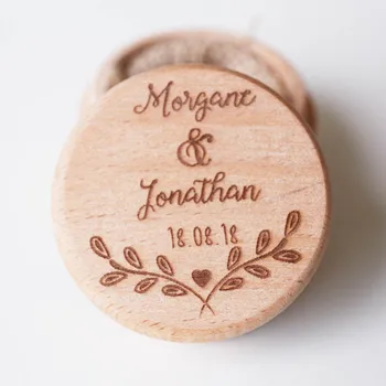 

Rustic Wedding Ring Box Holder Custom Ring Box, Personalized Wedding / Valentines Engagement Wooden Ring Bearer Box,