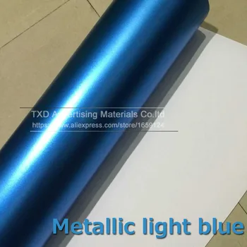 

10/20/30/40/50x152CM Chrome Metallic light blue Vinyl Sticker Matt Satin blue Car Wrapping Film Motorcycle Car Body Wrap Foil