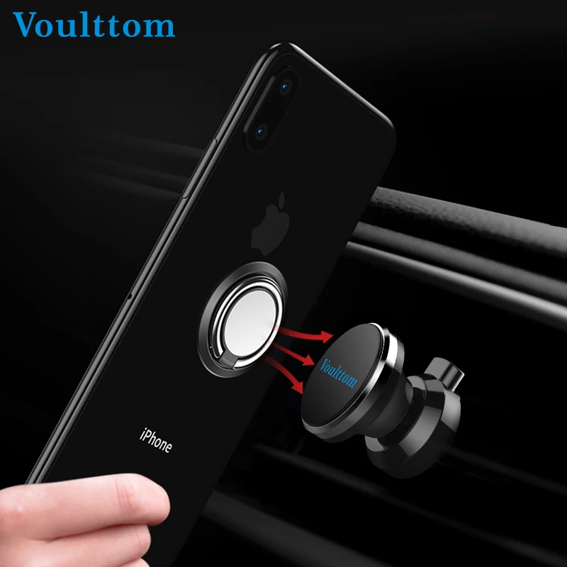 Voulttom Magnetic Finger Ring Holder For iPhone X 8 7 Samsung S9 S8 Tablet Mobile Phone Magnetic Car Phone Holder Metal Stand