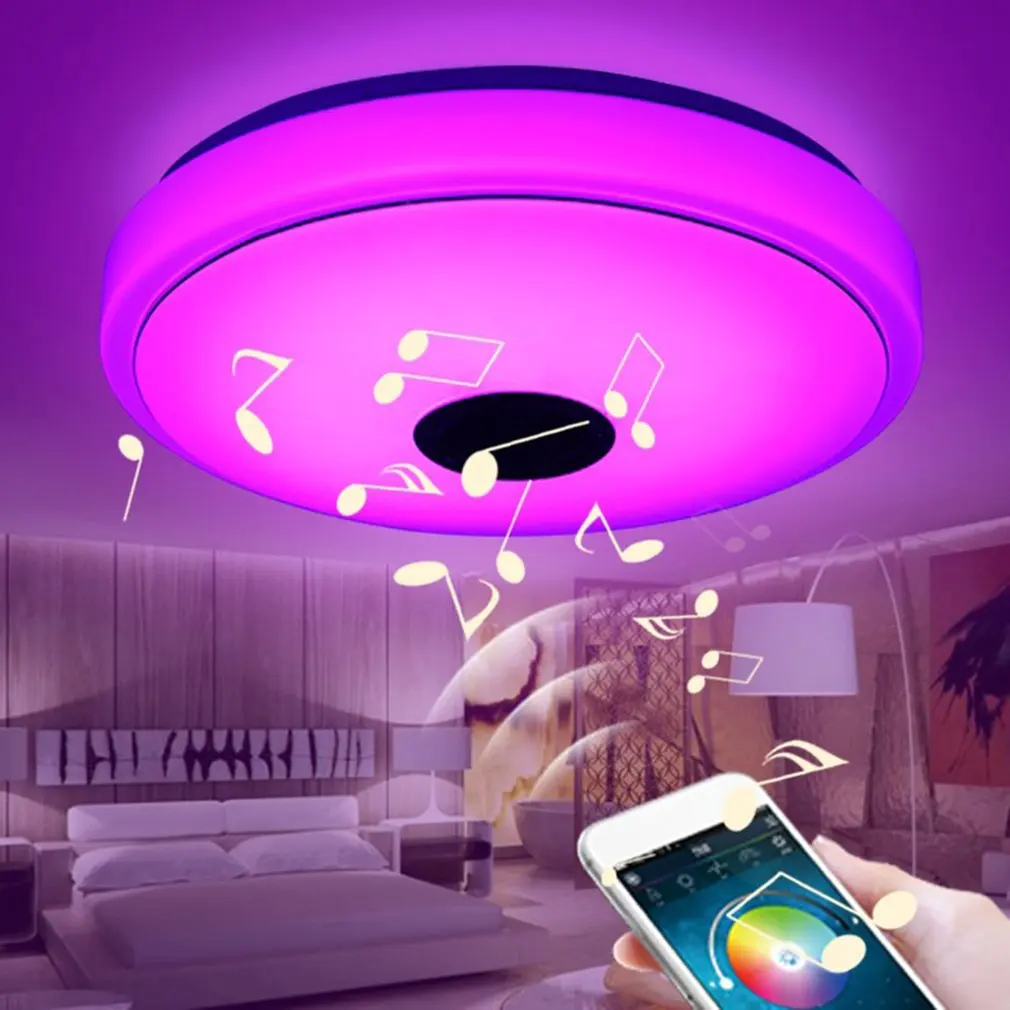 

LED Starlight Music Ceiling Light with Bluetooth Speaker 36W Color Changing Cellphone and Remote Control Ceiling Lamp for Room