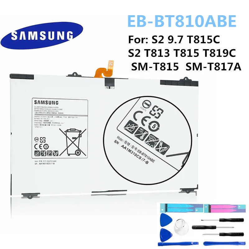 Оригинальная батарея Samsung EB-BT810ABE для Samsung Galaxy Tab S2 9,7 T815C SM-T815 SM-T810 SM-T817A S2 T813 T819C 5870mA+ Инструменты