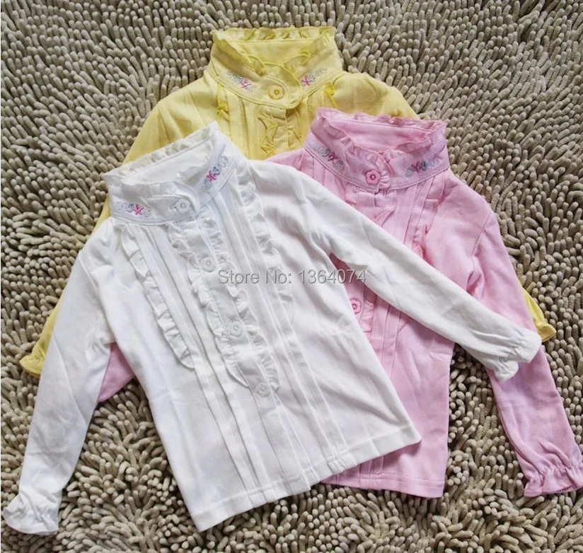 

Retail 1PC cotton shirt for children girl's blouses female child all-match basic shirt baby subcoating cotton