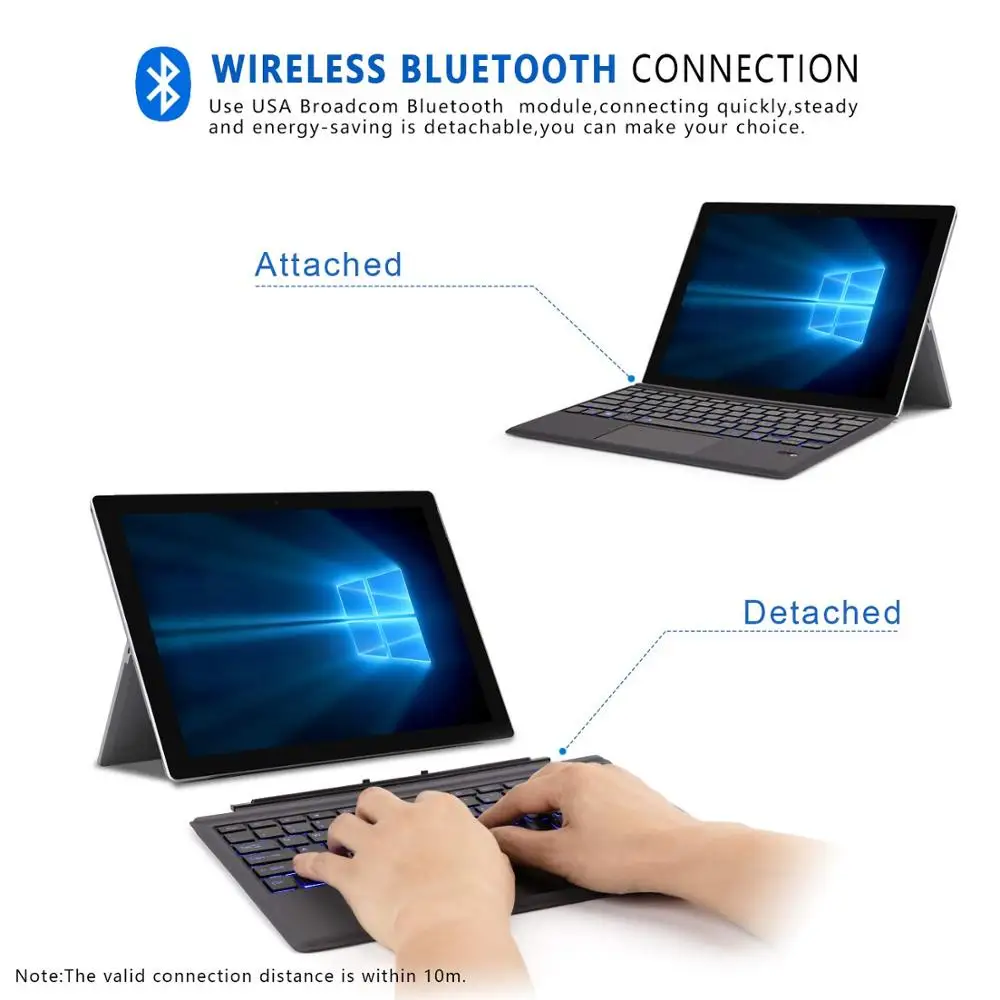 Teclado retroiluminado Bluetooth inalámbrico para Microsoft Surface Pro 6 2018 Pro 5 2017 Pro 4 Pro 3 teclado Bluetooth teclado de tableta - 4
