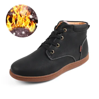 

QASDUO Leather Men Ankle Boots chelsea Men Leather Boots High Top Snow Shoes Outdoor Casual Men Winter Shoes plus size 48