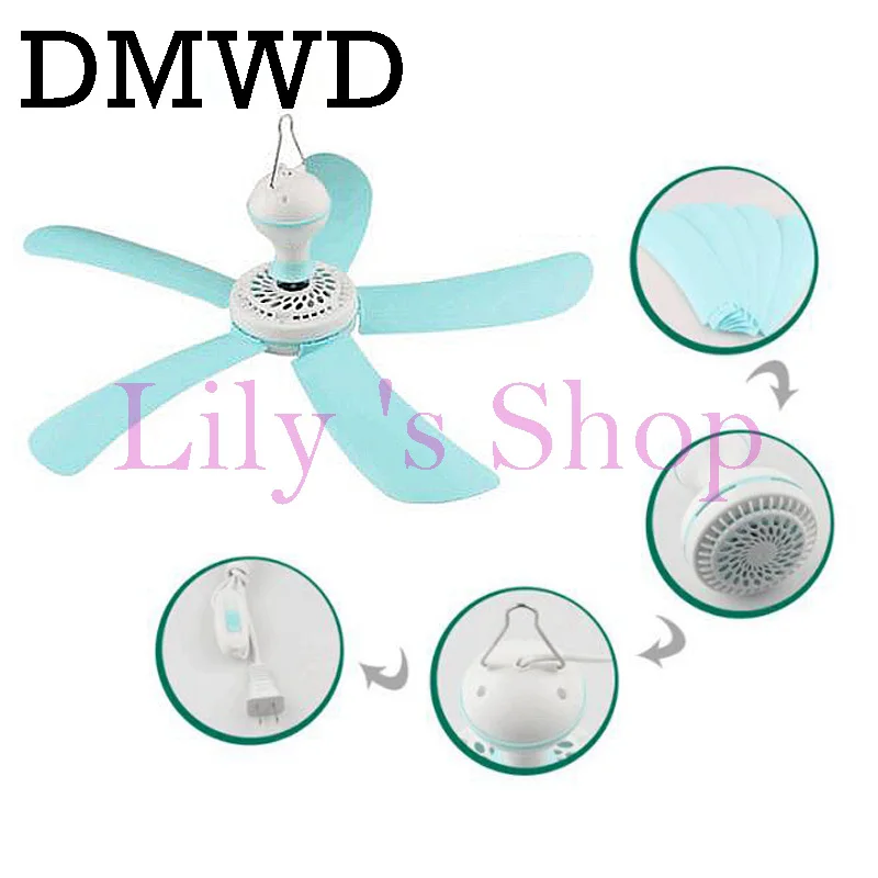 

DMWD Electric mute cool fan Ceiling fan mini energy saving hanging fan Soft Wind expelling mosquito 1.3m 3m 5m cable cord EU US