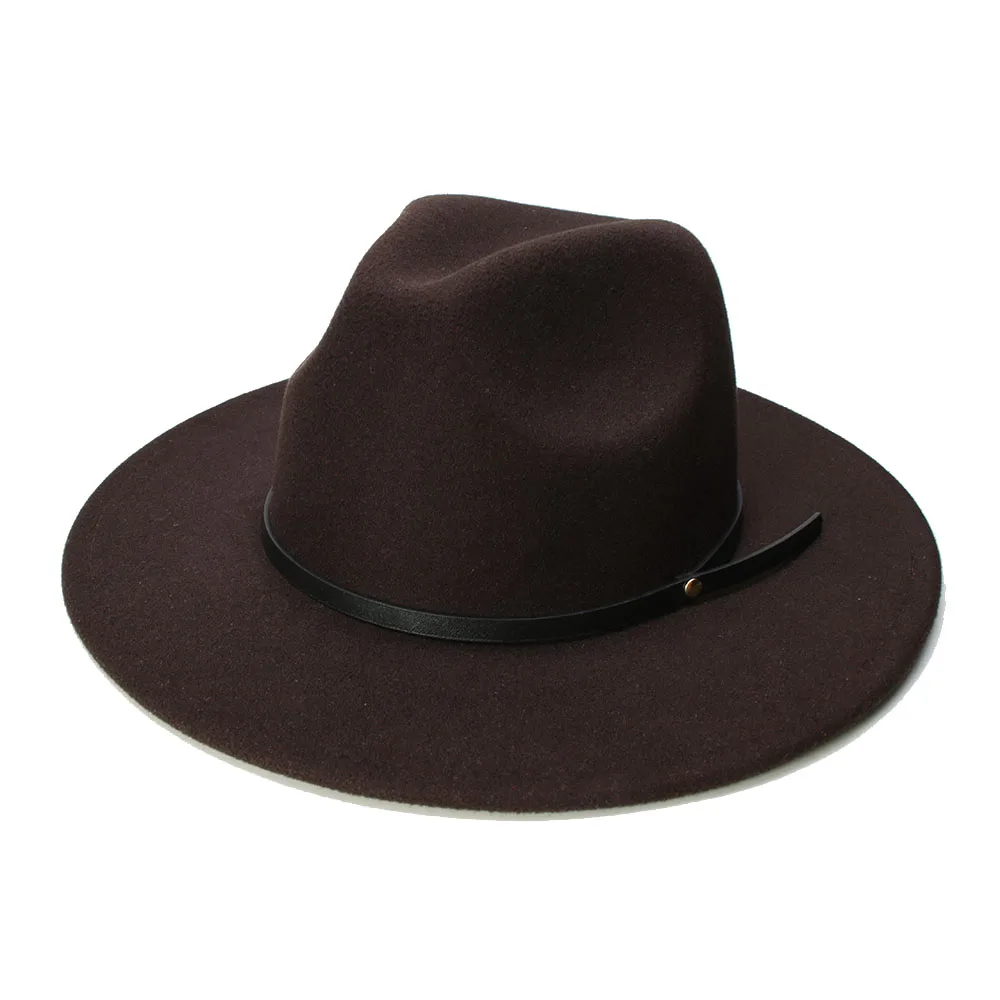 

LUCKYLIANJI Retro Kid Child Vintage 100% Wool Wide Brim Cap Fedora Panama Jazz Bowler Hat Black Leather Band (54cm/Adjusted)