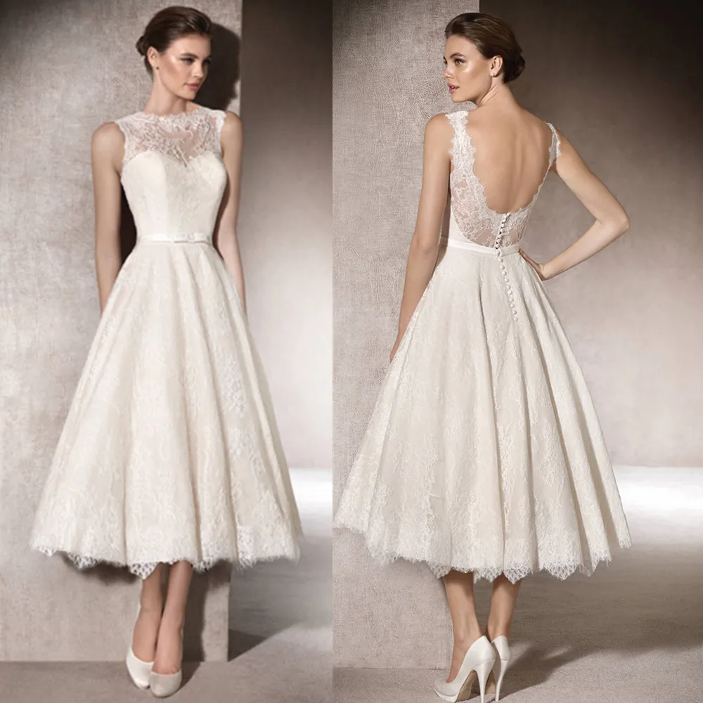 Off White Wedding Gowns Promotion For Promotional Elegant Off White Y Short 2017 Lace Bridal Gown Backless Outdoor Wedding Gowns Country Rustic