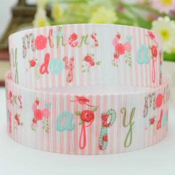 

7/8" 22mm 50yards Happy Mother's Day With Flower Grosgrain Ribbon Hairbows