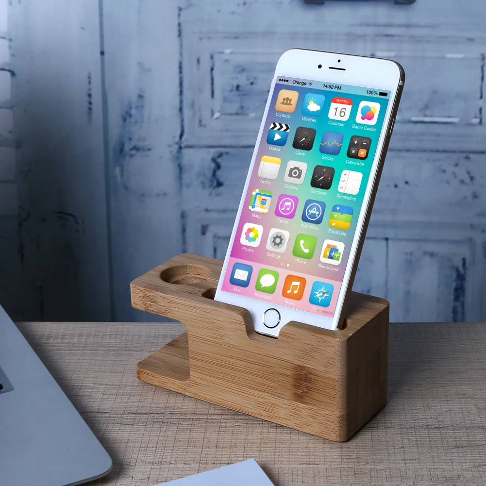 Buy Alloet Wooden Charging Dock Station for Mobile Phone Holder Stand Bamboo