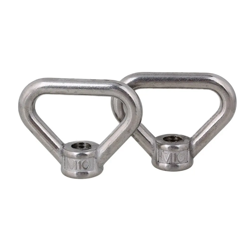 Triangle Shape Silver 304 Stainless Steel M10 Eyed Threaded Nuts