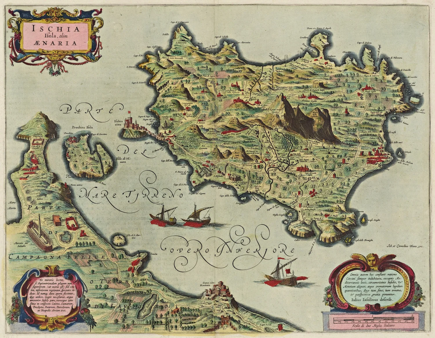 Винтажная карта мира постер Ischia Isola olim aenaria классические холщовые картины