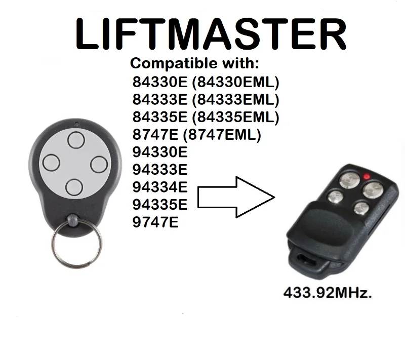 LIFTMASTER 84330E, 84333E, 84335E, 8747E совместимый пульт дистанционного Управление 433,92 мГц