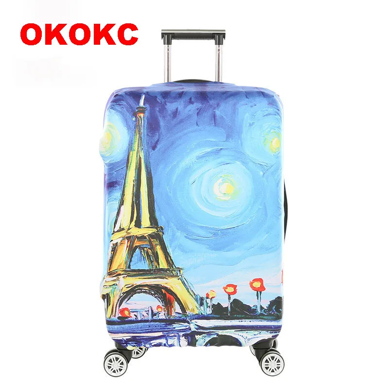 OKOKC Париж Tata принт Чемодан охватывает эластичный пылезащитный чемодан Крышка для 18-32 дюймов футляр аксессуары толстый