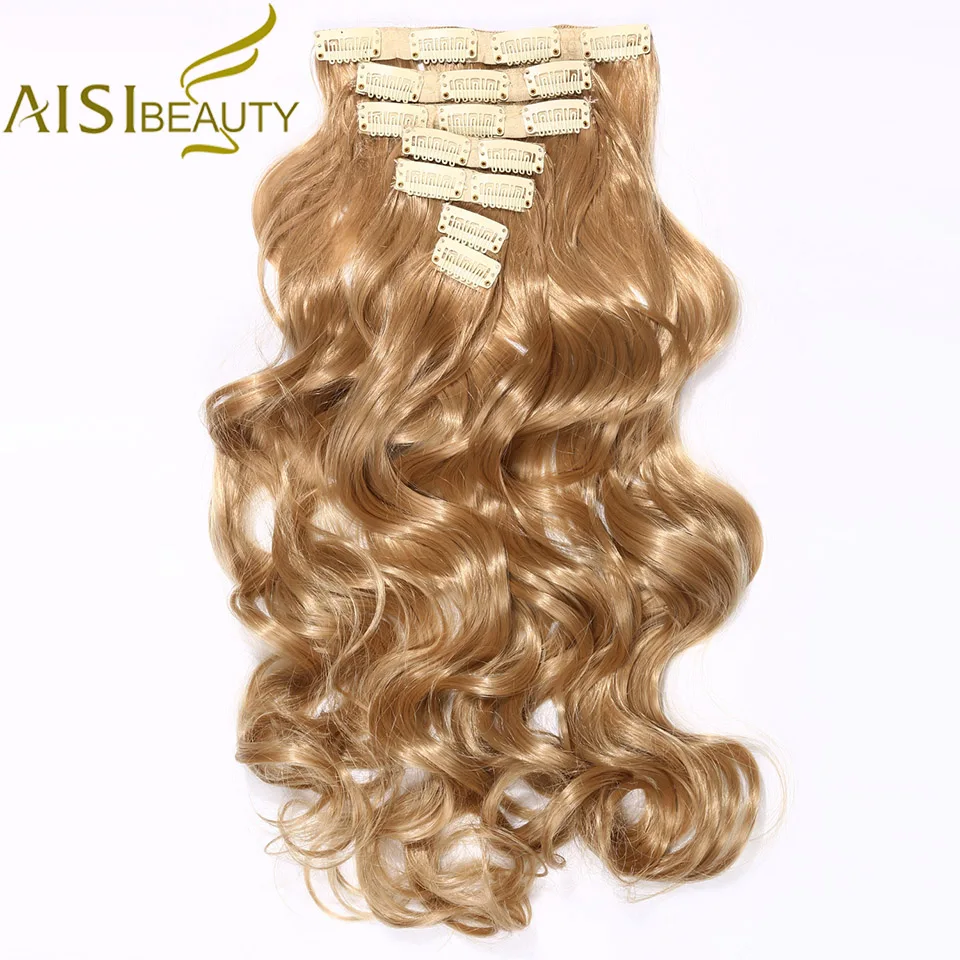 AISI BEAUTY 2" длинные волнистые синтетические заколки для волос для наращивания для женщин накладные волосы высокотемпературное волокно
