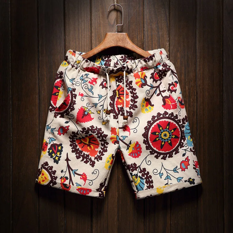 

Men's Beach Shorts Personality Printing 2019 Summer Thin Section Breathable Comfort Casual Men's Linen Shorts Large Size M-5XL