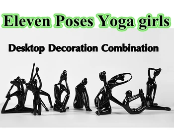 

modern simple Yoga eleven poses dance young girls Creative Combination decoration crafts yoga studio cabinet resin Ornaments