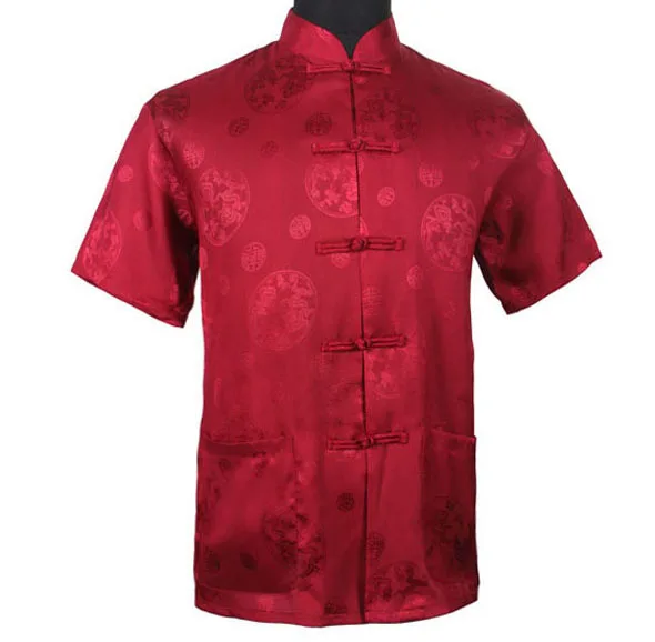 Новый Традиционный китайский Для мужчин атласная Кунг-Фу рубашка Топ с Dragon Тан