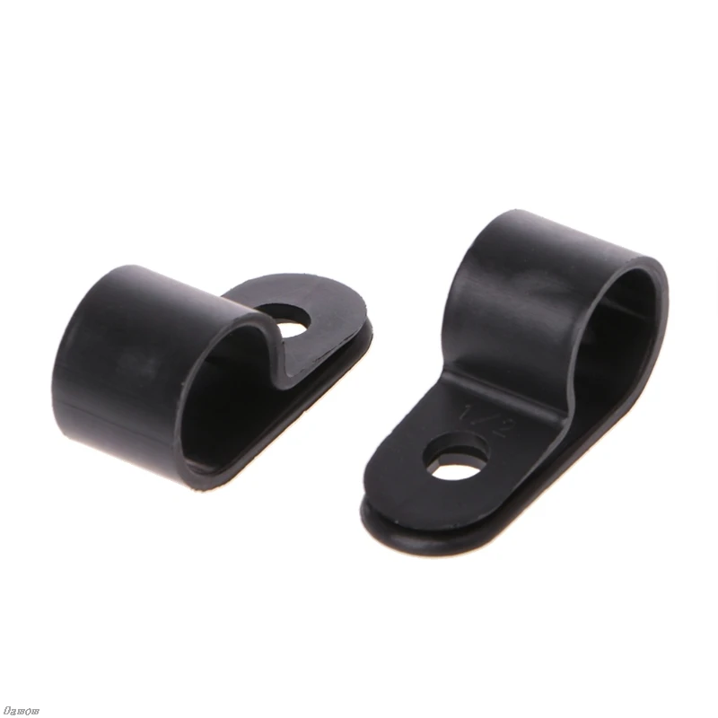 Plastic P Clips 10x Hold Down Cables Pipes Black Nylon 19mm 3//4