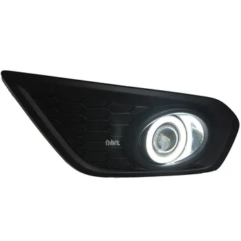 

eOsuns Innovative COB angel eye led daytime running light DRL + halogen Fog Light + Projector Lens for volvo c30