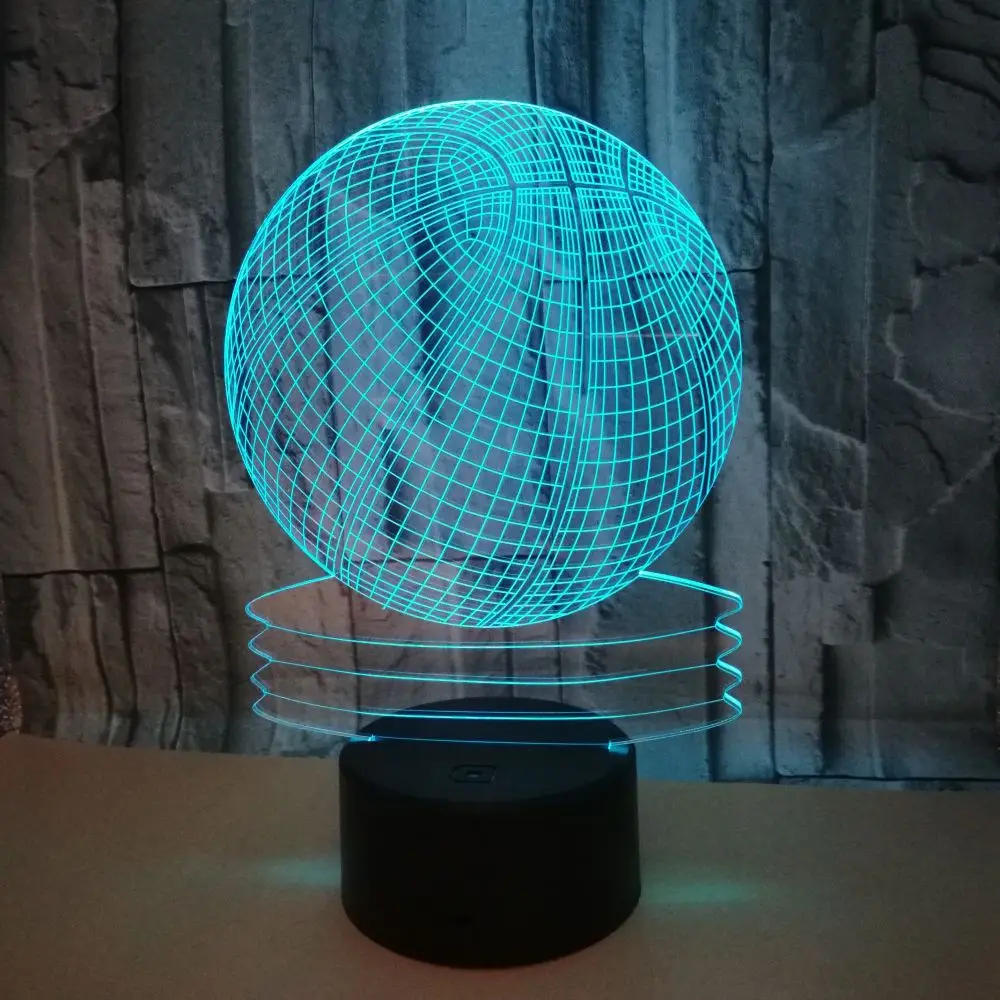 3D Crackle Basketb лампа 7 цветов Изменение светодиодный ночник для детей подарок светодиодный USB Настольный детский спальный атмосфера лампа