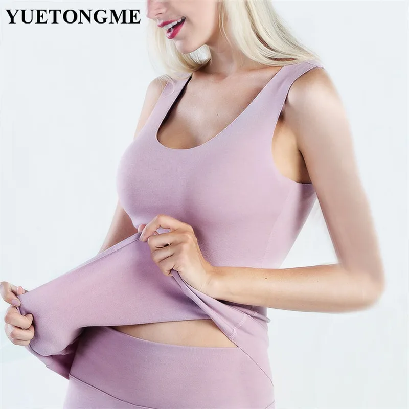 

YUETONGME 2018 Autumn Winter thermal underwear Tops slimming tank tops women simulated velvet vest ladies garments BTL036-1