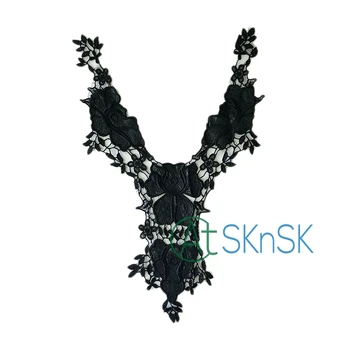 

1PCS/Lot Black Lace Collar Mesh Lace Flower Lace Trimming Floral Blouse Lace Collar 40*22cm for DIY Handmade Sewing Applique
