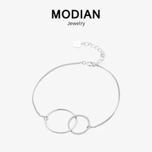 Modian, очаровательный, классический, серебро 925 пробы, двойной, Круглый, модный, счастливая цепь, браслет, браслет для женщин, геометрический, хорошее ювелирное изделие