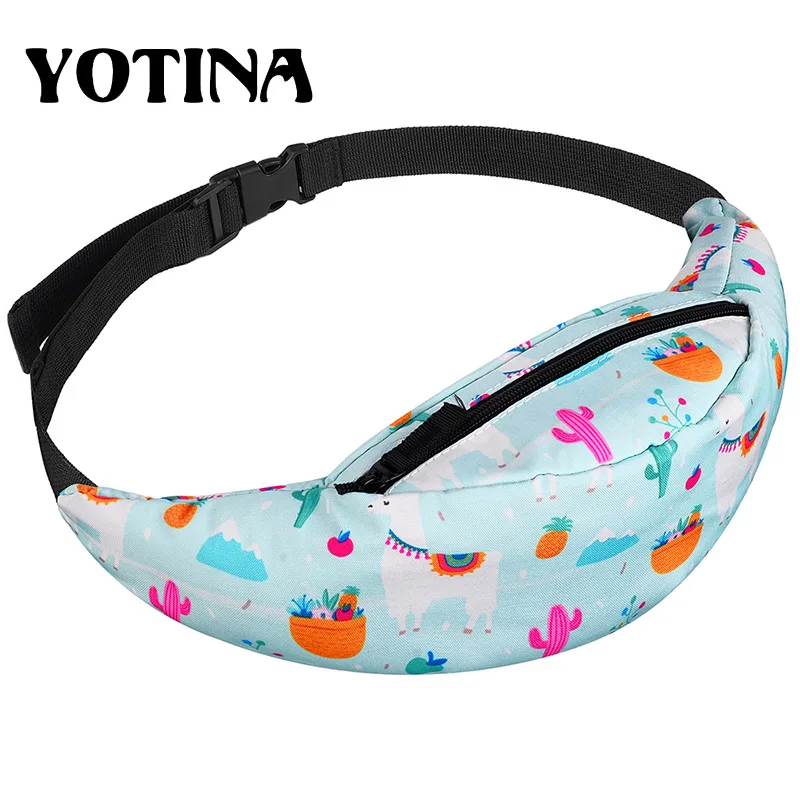 

Yotina Alpaca Printing Fanny Packs With Multicolor Pattern Llama Waist Bag For Travel Ladies Pouch Women Waist Pack