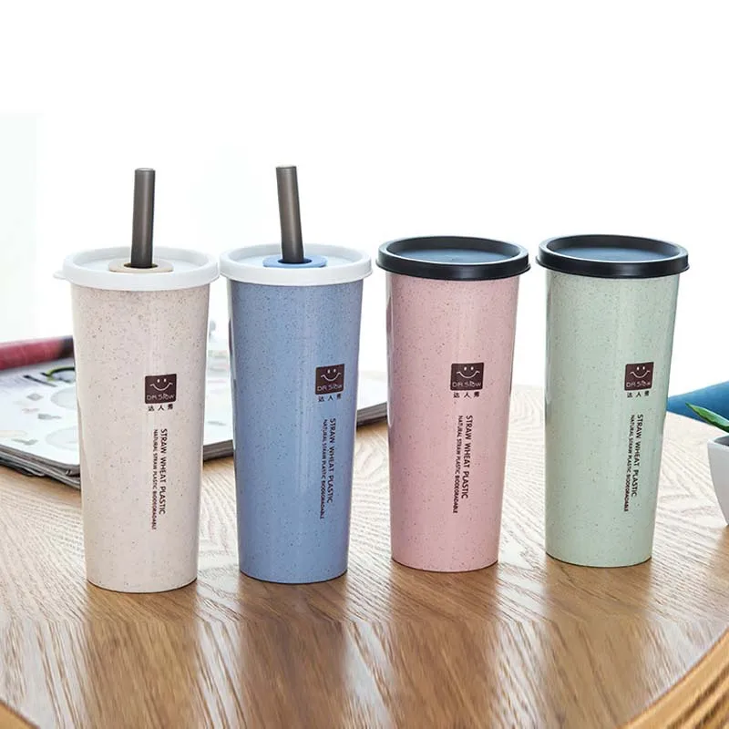 

Stylish 450ml Coffee Mugs Tea Cup Wheat Straw Round Plastic Tumblers Cup Mugs Water Bottle Kettle Home Office Tableware Tools