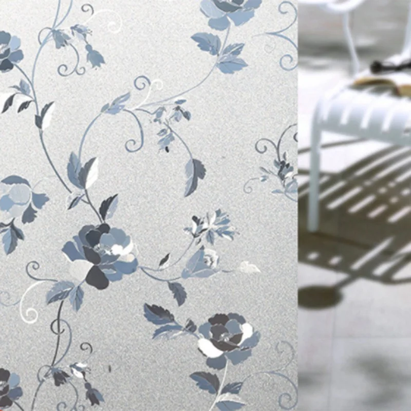 

Peony flower electrostatic glass sticker window 3d bathroom washroom sliding door matte transparent opaque window paper foil