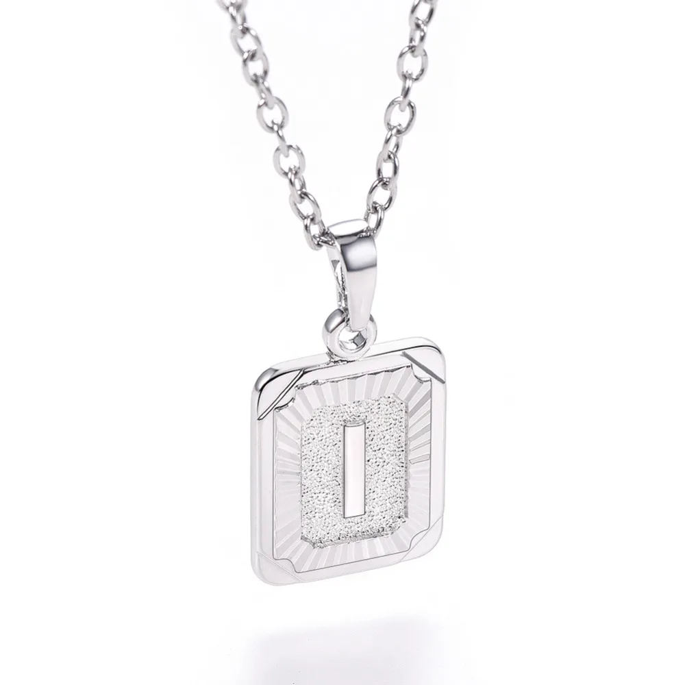 U7 Square Letters Necklaces Pendant Chain Necklace for Women Men English Initial Name Alphabet Jewelry Best Birthday Gifts P1196