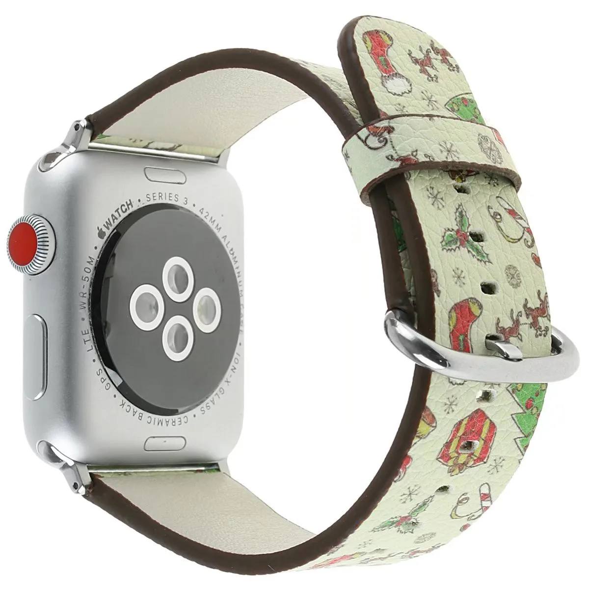Цветочный кожаный ремешок для Apple Watch браслет рождественский снежинка северный