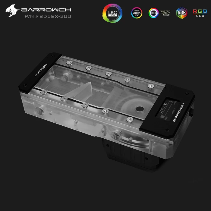 

Barrowch Length 150mm/200mm Reservoir Acrylic Square Intelligent OLED temperature display PMMA Tank / 5V Aurora Light to AURA