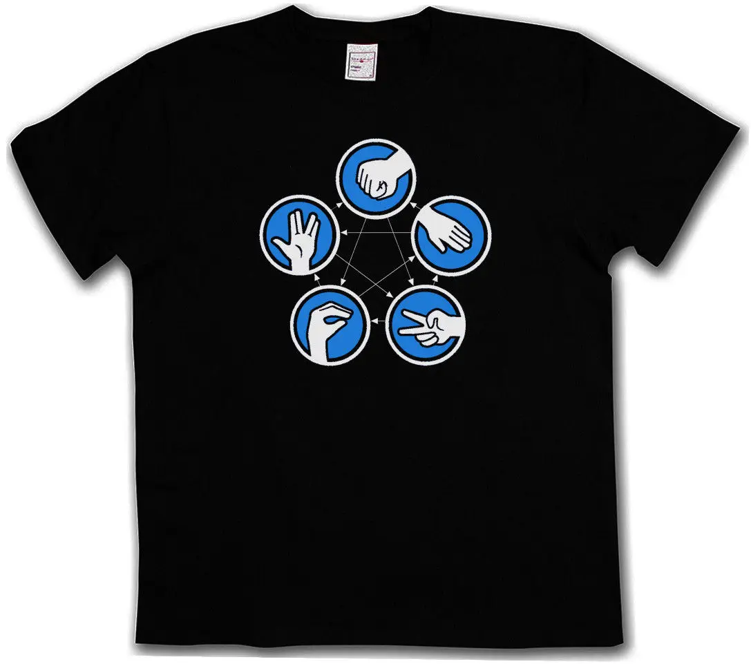 Sheldon Scissor Cooper Lizard BIG BLACK PAPER /& ROCK BANG THEORY T-SHIRT