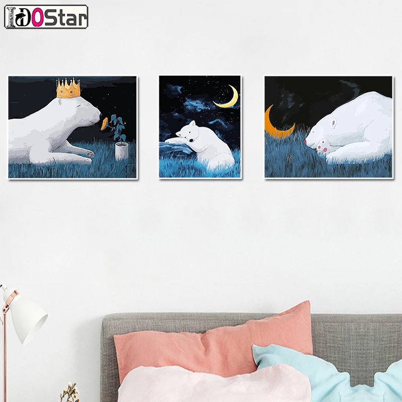 Diy живопись по номерам животных Медведь обрамленная картина Картина маслом декор