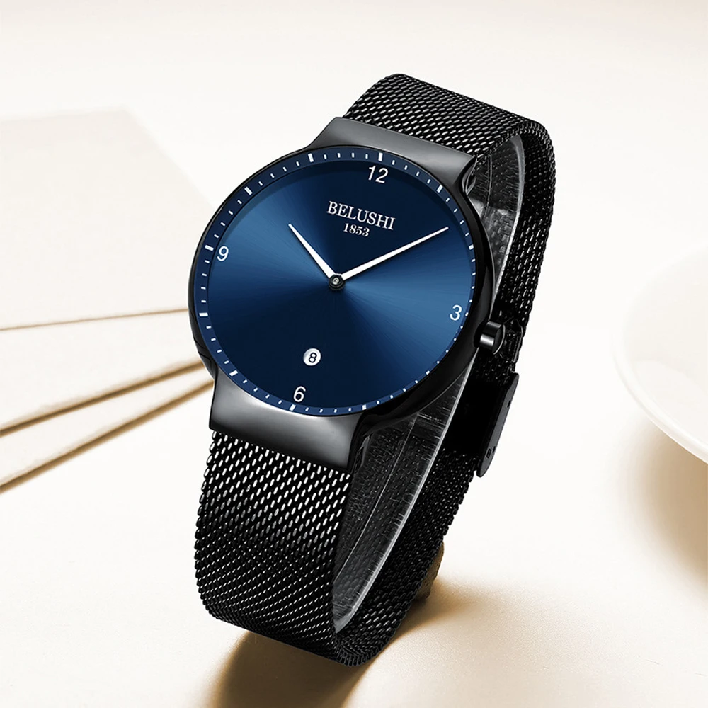 Мужские часы 2019 Роскошные брендовые качественные водонепроницаемые кварцевые наручные часы для мужчин часы Erkek Kol Saati простой браслет