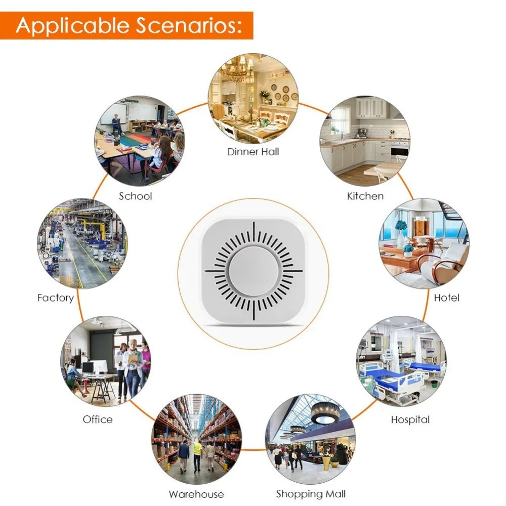 Беспроводной 433 МГц детектор дыма независимый датчик пожарной сигнализации для умного дома безопасности в помещении 360 градусов пожарный