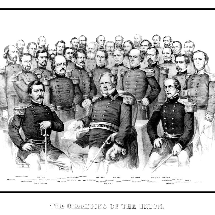American Civil War print featuring a group portrait of early war Union Generals Poster Print (15 x 12)