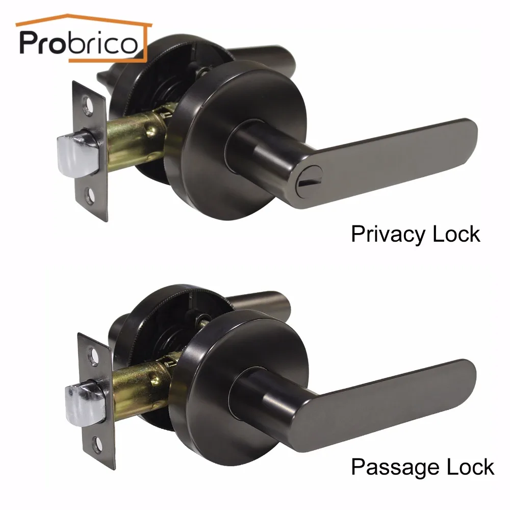 Us 26 99 Probrico Interior Door Handles With Lock Cylinder Cold Gray Front Back Levers Latch Keyless Bathroom Bedroom Door Lock Hardware In