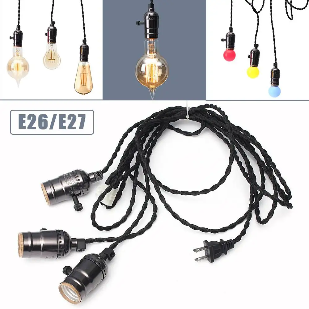 

Retro Vintage Edison Light 110V - 220V Industrial Ceiling Filament Lamp Chandelier Pendant with 3 Socket Heads for E26/E27 Bulb