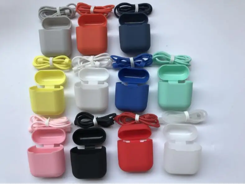 Силиконовый чехол для Apple Airpods аксессуары Bluetooth наушники Air Pods Защитная Крышка Гарнитура Анти-потерянный веревочный ремешок 100 шт./DHL
