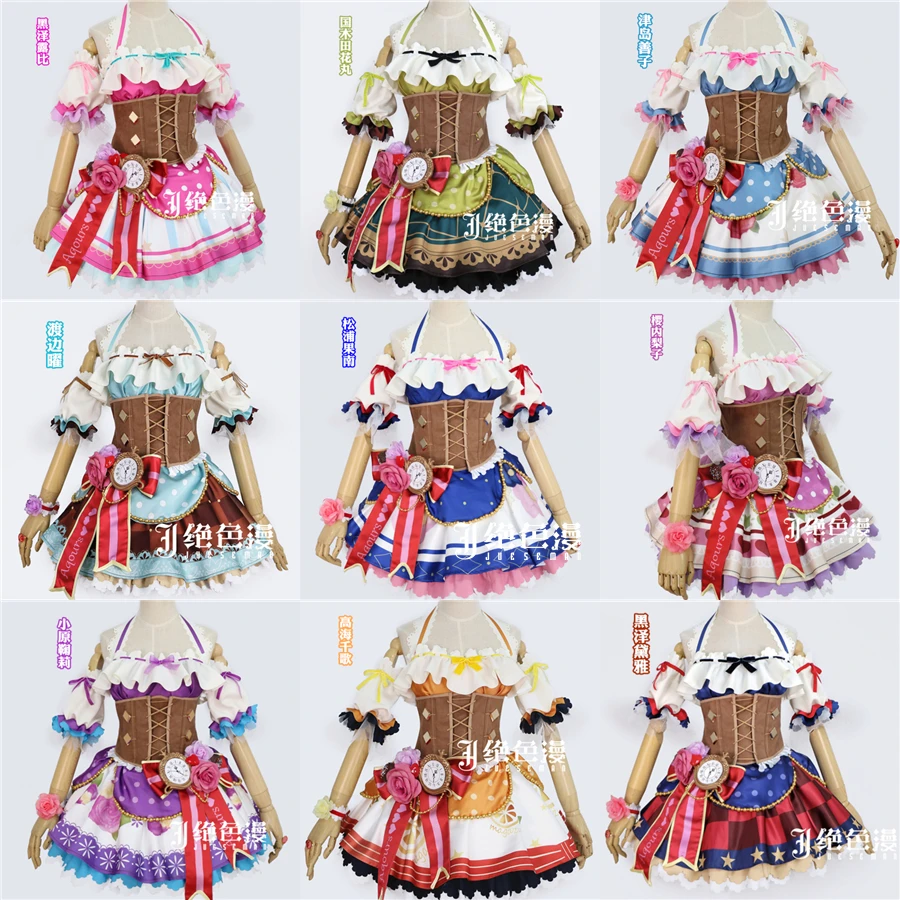 

Love live Cosplay Tsushima Yoshiko Sunshine Aqours All Members Cosplay Costume Chocolate Valentine's Day Maid dress customize B